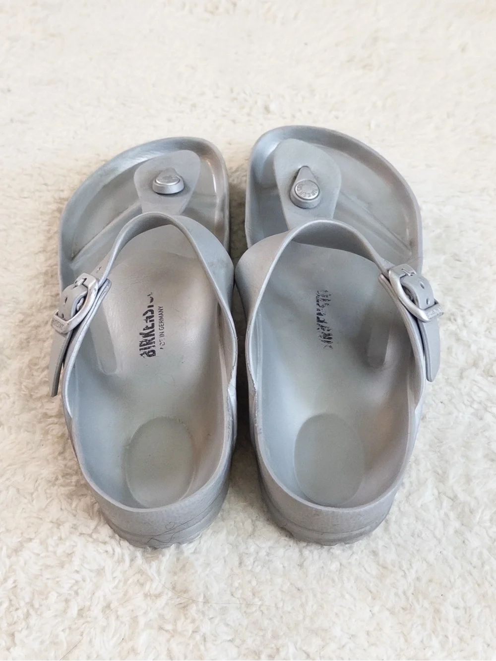 Birkenstock Gizeh EVA Silver Gray Thong Sandals Size 38